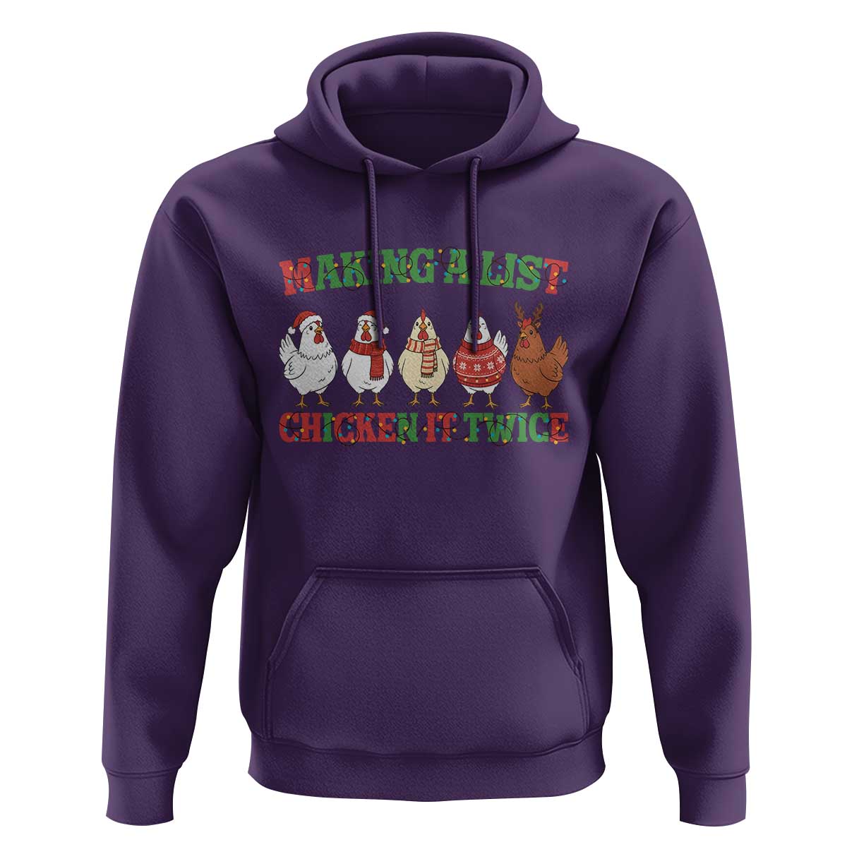 Funny Chicken Christmas Pun Hoodie Making a List Chicken It Twice Cute Holiday Farm Animal - Wonder Print Shop