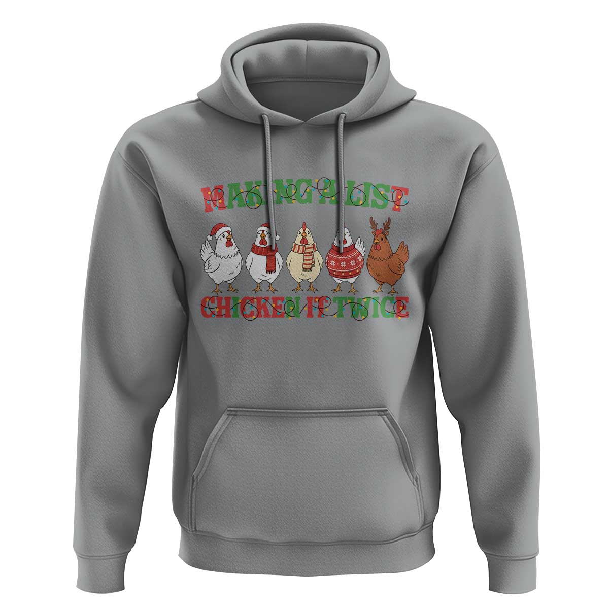Funny Chicken Christmas Pun Hoodie Making a List Chicken It Twice Cute Holiday Farm Animal - Wonder Print Shop