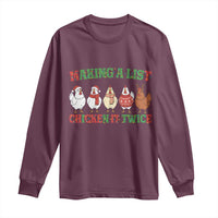 Funny Chicken Christmas Pun Long Sleeve Shirt Making a List Chicken It Twice Cute Holiday Farm Animal - Wonder Print Shop