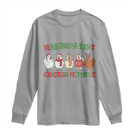 Funny Chicken Christmas Pun Long Sleeve Shirt Making a List Chicken It Twice Cute Holiday Farm Animal - Wonder Print Shop