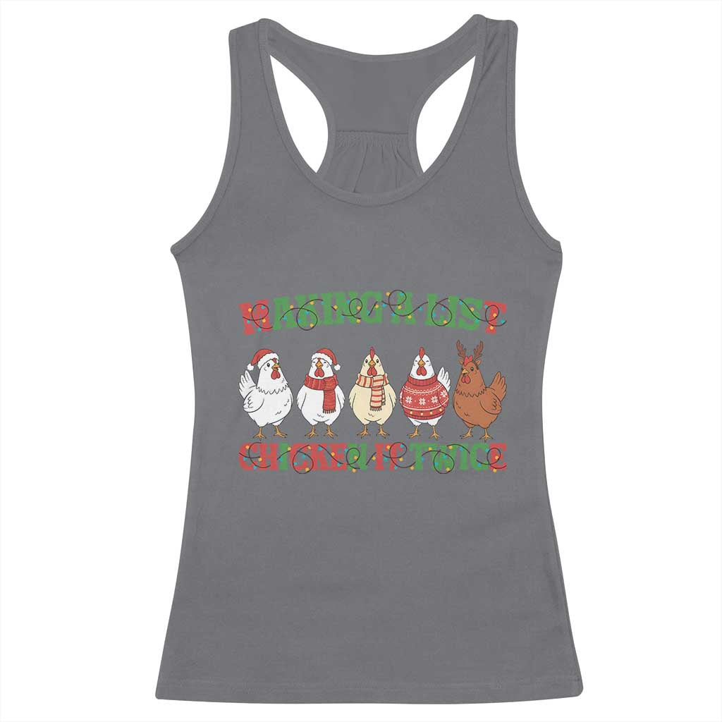 Funny Chicken Christmas Pun Racerback Tank Top Making a List Chicken It Twice Cute Holiday Farm Animal - Wonder Print Shop
