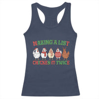 Funny Chicken Christmas Pun Racerback Tank Top Making a List Chicken It Twice Cute Holiday Farm Animal - Wonder Print Shop