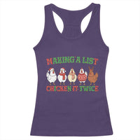 Funny Chicken Christmas Pun Racerback Tank Top Making a List Chicken It Twice Cute Holiday Farm Animal - Wonder Print Shop
