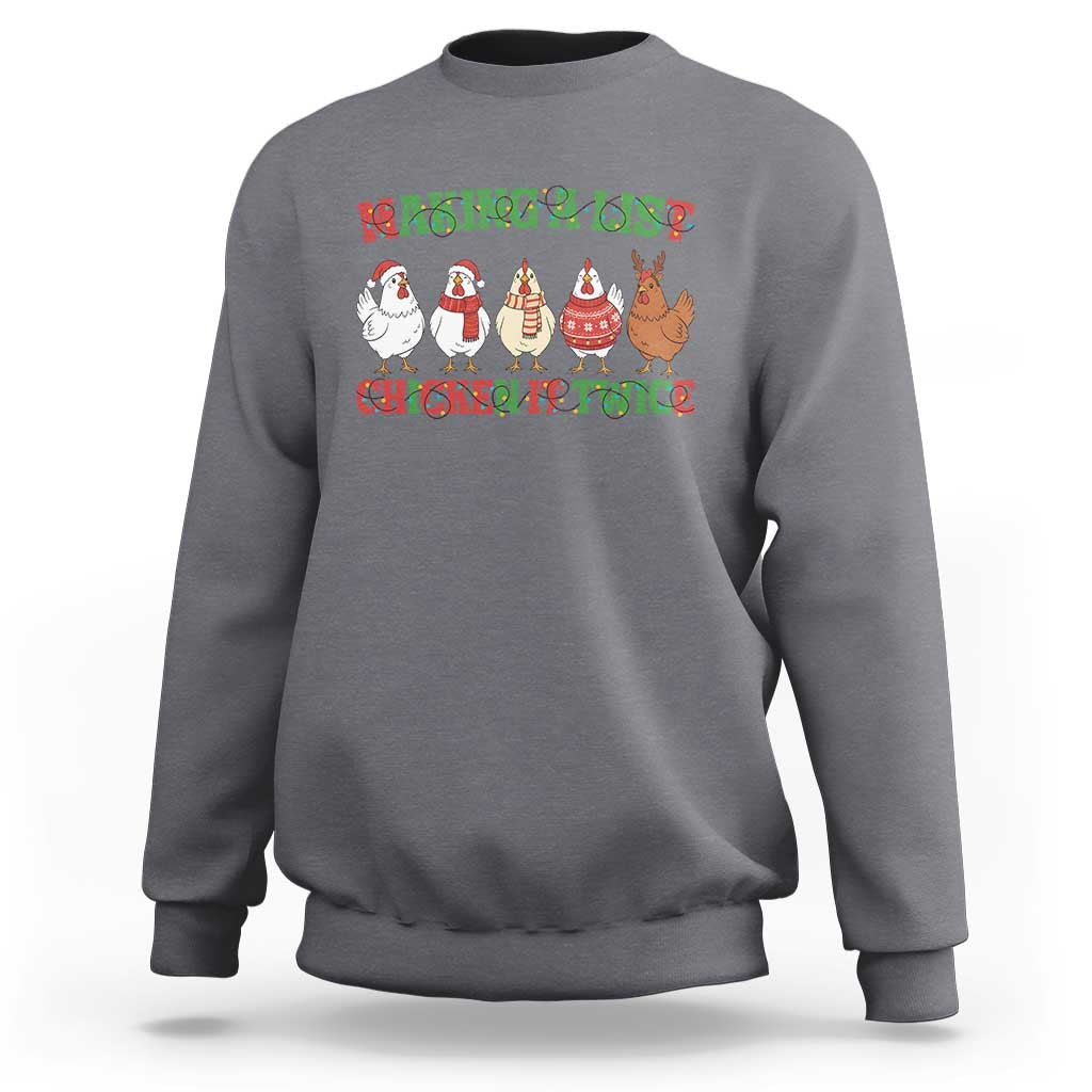 Funny Chicken Christmas Pun Sweatshirt Making a List Chicken It Twice Cute Holiday Farm Animal - Wonder Print Shop