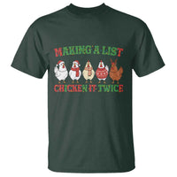 Funny Chicken Christmas Pun T Shirt Making a List Chicken It Twice Cute Holiday Farm Animal - Wonder Print Shop