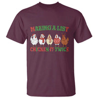Funny Chicken Christmas Pun T Shirt Making a List Chicken It Twice Cute Holiday Farm Animal - Wonder Print Shop