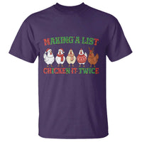 Funny Chicken Christmas Pun T Shirt Making a List Chicken It Twice Cute Holiday Farm Animal - Wonder Print Shop