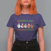 Funny Chicken Christmas Pun T Shirt For Women Making a List Chicken It Twice Cute Holiday Farm Animal - Wonder Print Shop