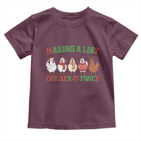 Funny Chicken Christmas Pun Toddler T Shirt Making a List Chicken It Twice Cute Holiday Farm Animal - Wonder Print Shop
