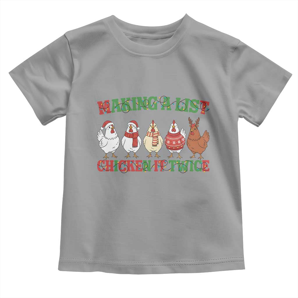 Funny Chicken Christmas Pun Toddler T Shirt Making a List Chicken It Twice Cute Holiday Farm Animal - Wonder Print Shop