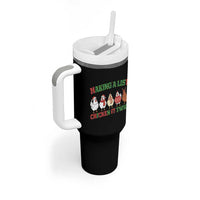 Funny Chicken Christmas Pun Tumbler With Handle Making a List Chicken It Twice Cute Holiday Farm Animal - Wonder Print Shop