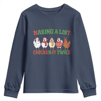 Funny Chicken Christmas Pun Youth Sweatshirt Making a List Chicken It Twice Cute Holiday Farm Animal - Wonder Print Shop