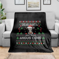 Dear Santa Angus Cow Christmas Throw Blanket Funny Farm Cow Lover Holiday Farm Ugly Sweater - Wonder Print Shop