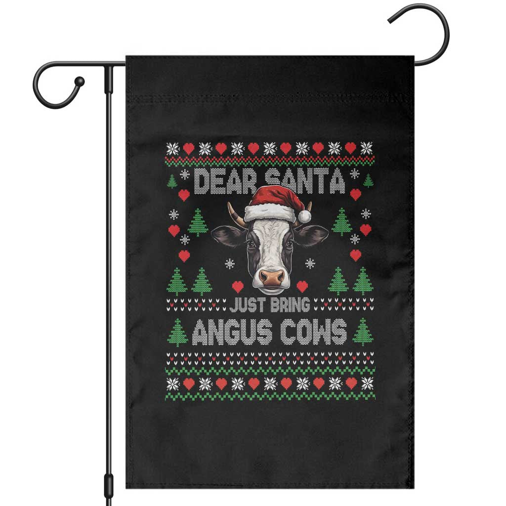 Dear Santa Angus Cow Christmas Garden Flag Funny Farm Cow Lover Holiday Farm Ugly Sweater - Wonder Print Shop