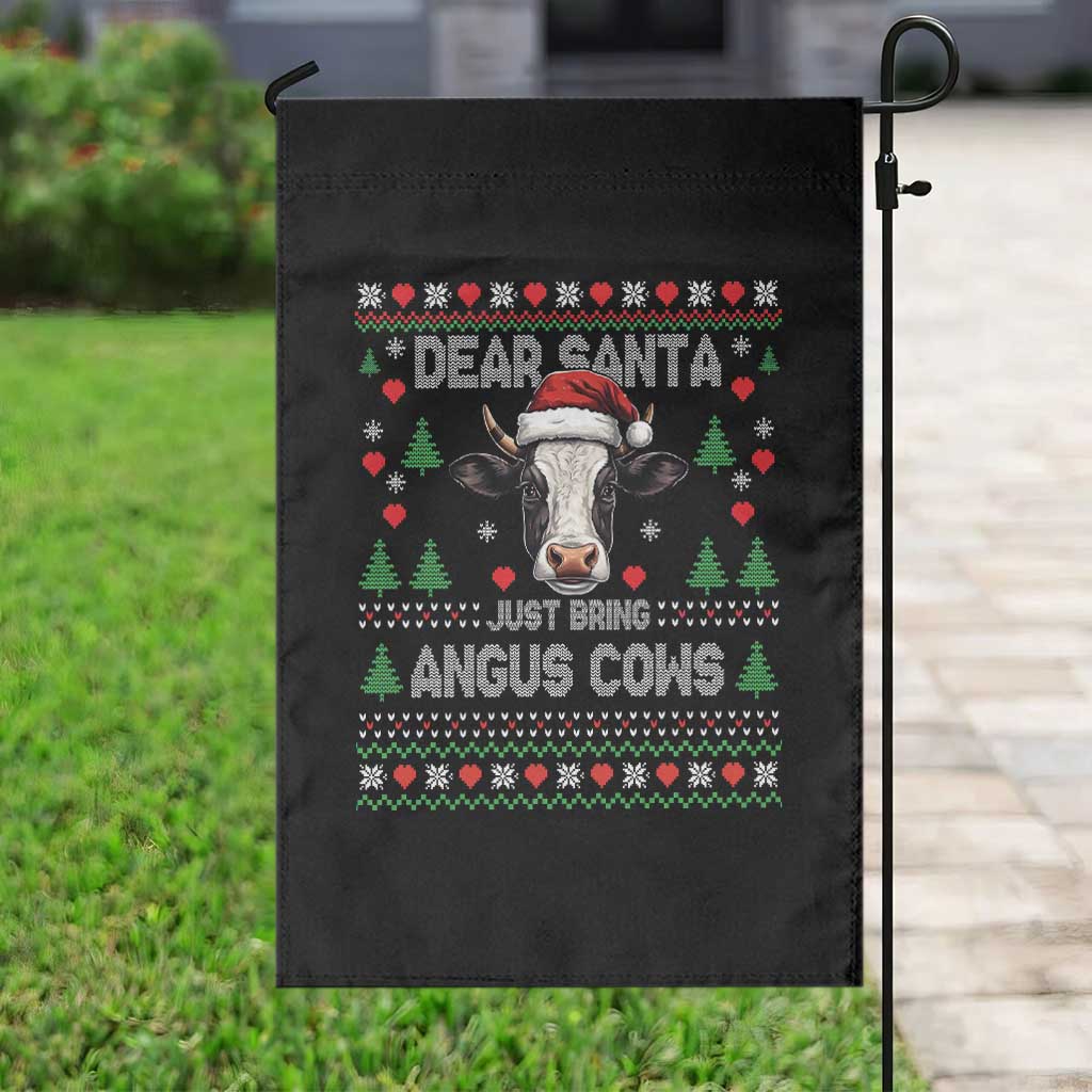 Dear Santa Angus Cow Christmas Garden Flag Funny Farm Cow Lover Holiday Farm Ugly Sweater - Wonder Print Shop