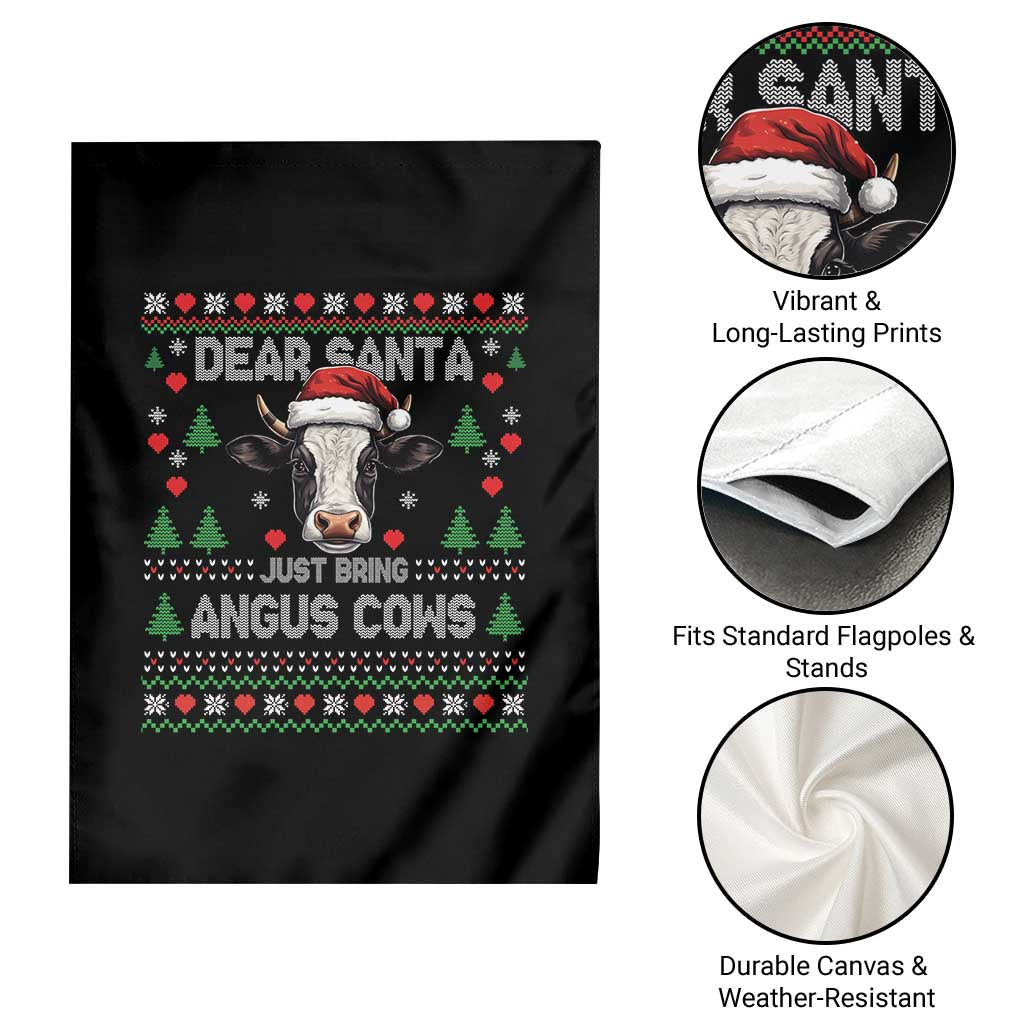 Dear Santa Angus Cow Christmas Garden Flag Funny Farm Cow Lover Holiday Farm Ugly Sweater - Wonder Print Shop