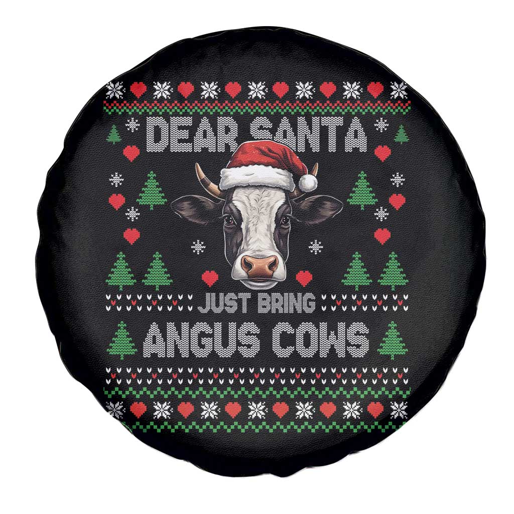 Dear Santa Angus Cow Christmas Spare Tire Cover Funny Farm Cow Lover Holiday Farm Ugly Sweater - Wonder Print Shop