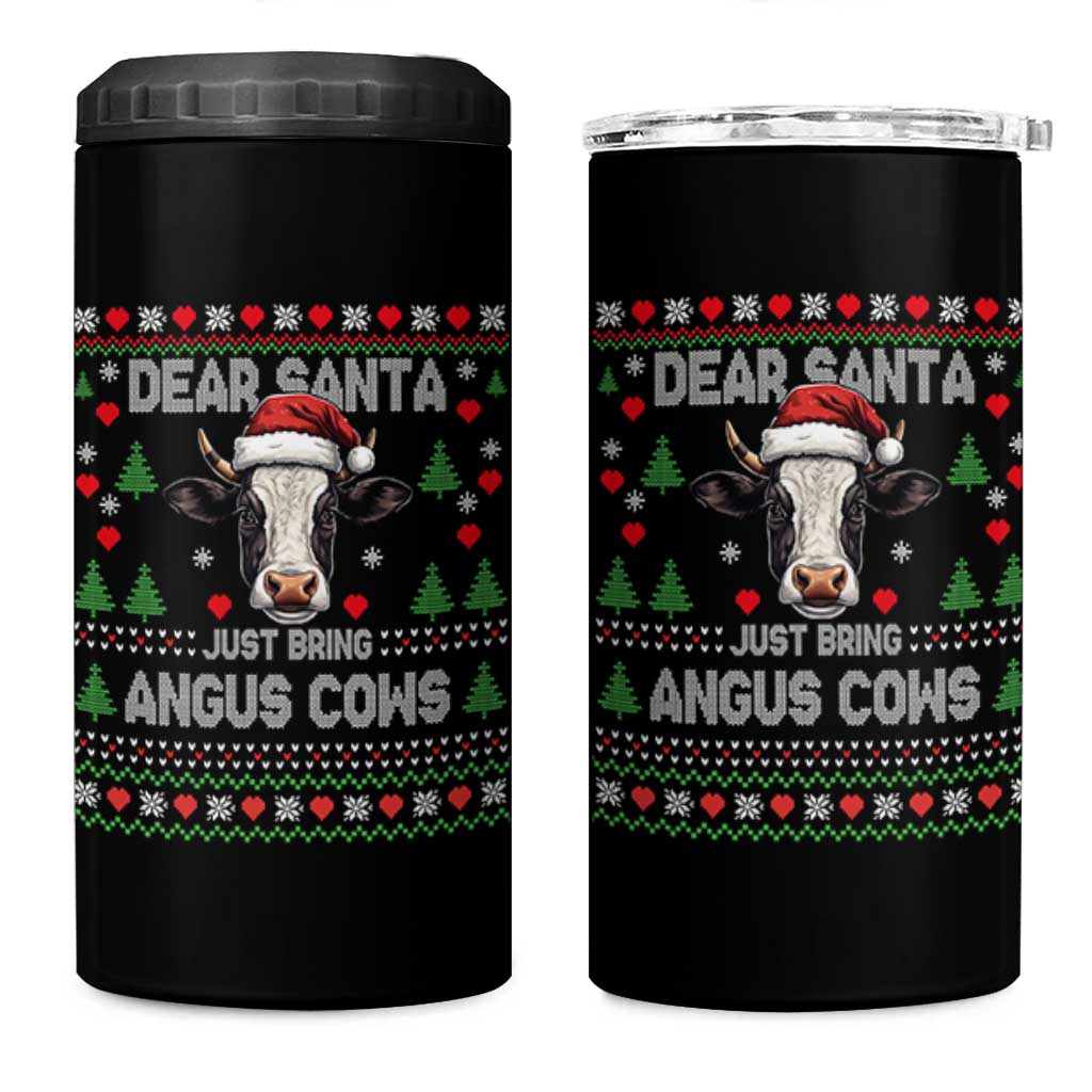 Dear Santa Angus Cow Christmas 4 in 1 Can Cooler Tumbler Funny Farm Cow Lover Holiday Farm Ugly Sweater - Wonder Print Shop