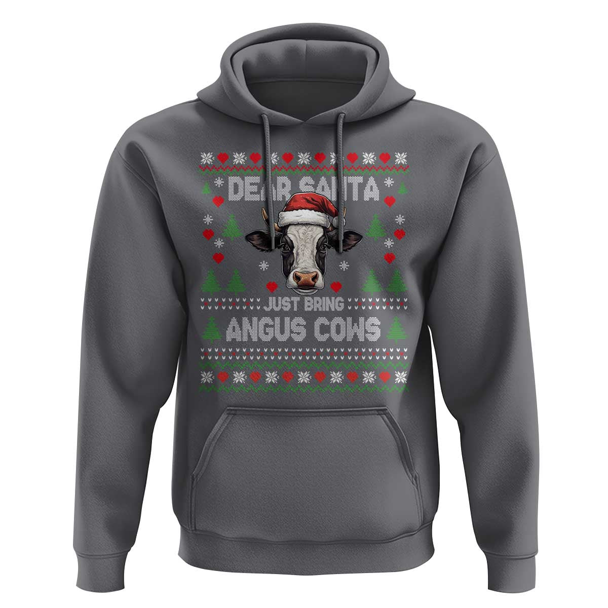 Dear Santa Angus Cow Christmas Hoodie Funny Farm Cow Lover Holiday Farm Ugly Sweater - Wonder Print Shop