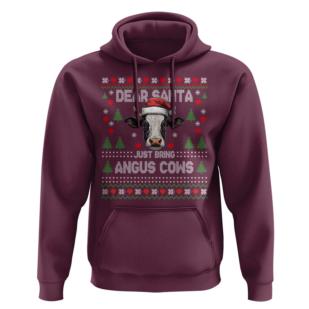 Dear Santa Angus Cow Christmas Hoodie Funny Farm Cow Lover Holiday Farm Ugly Sweater - Wonder Print Shop