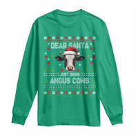Dear Santa Angus Cow Christmas Long Sleeve Shirt Funny Farm Cow Lover Holiday Farm Ugly Sweater - Wonder Print Shop