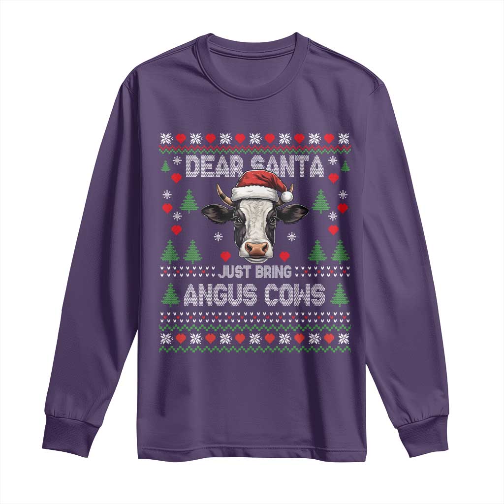 Dear Santa Angus Cow Christmas Long Sleeve Shirt Funny Farm Cow Lover Holiday Farm Ugly Sweater - Wonder Print Shop