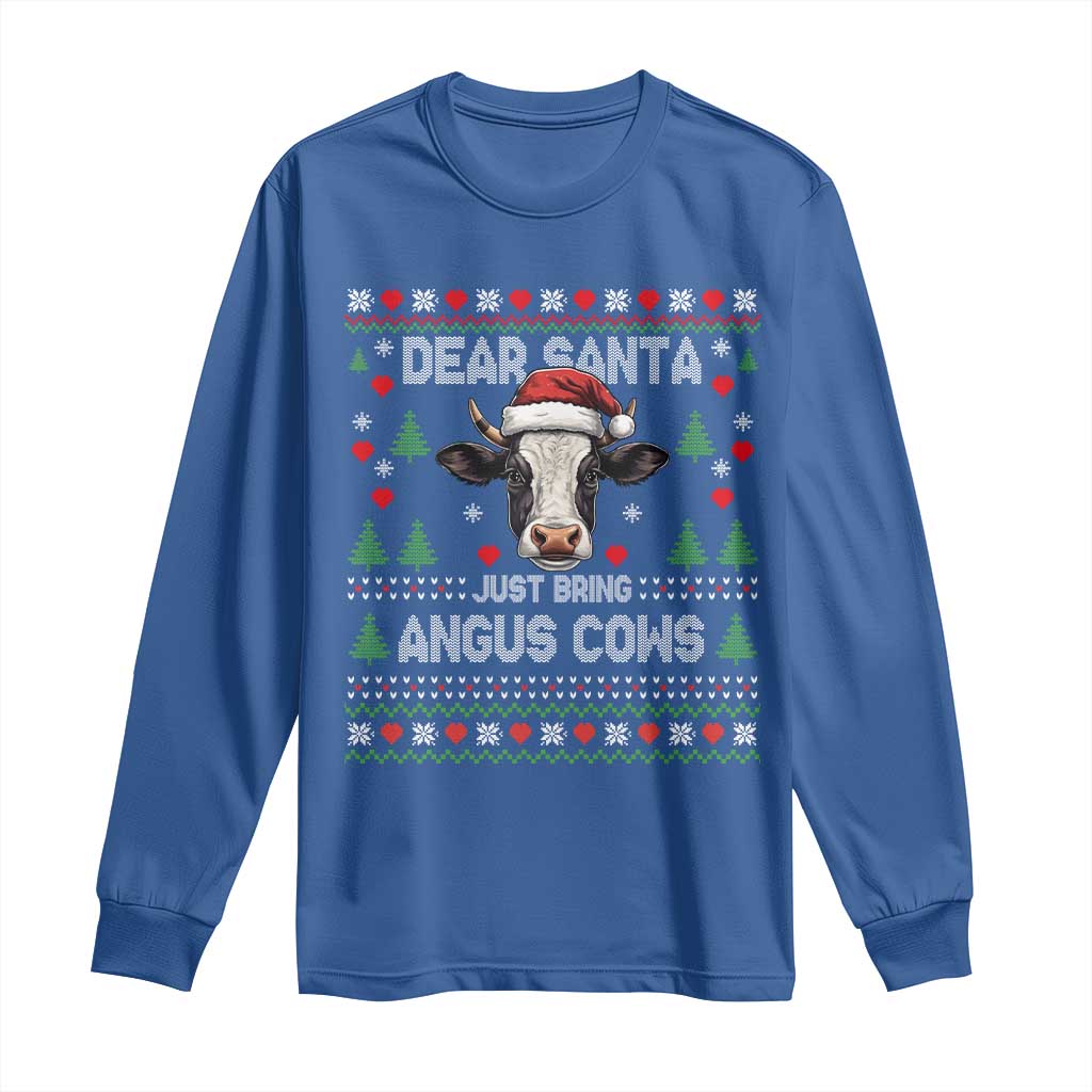 Dear Santa Angus Cow Christmas Long Sleeve Shirt Funny Farm Cow Lover Holiday Farm Ugly Sweater - Wonder Print Shop