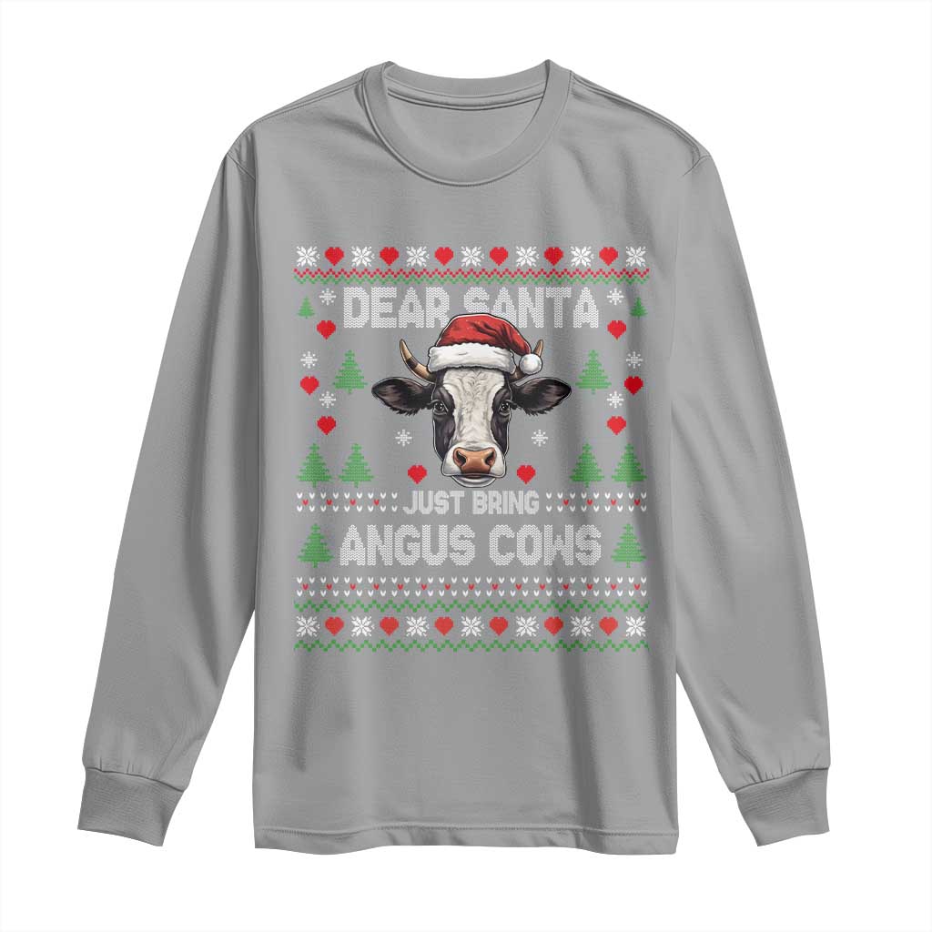 Dear Santa Angus Cow Christmas Long Sleeve Shirt Funny Farm Cow Lover Holiday Farm Ugly Sweater - Wonder Print Shop