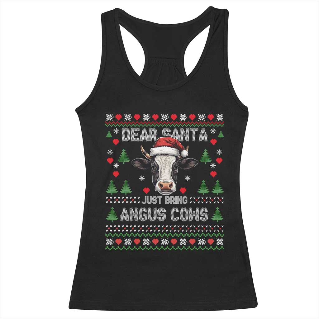 Dear Santa Angus Cow Christmas Racerback Tank Top Funny Farm Cow Lover Holiday Farm Ugly Sweater - Wonder Print Shop