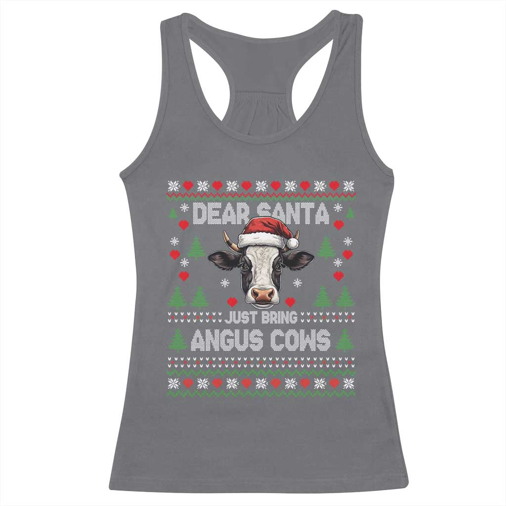 Dear Santa Angus Cow Christmas Racerback Tank Top Funny Farm Cow Lover Holiday Farm Ugly Sweater - Wonder Print Shop