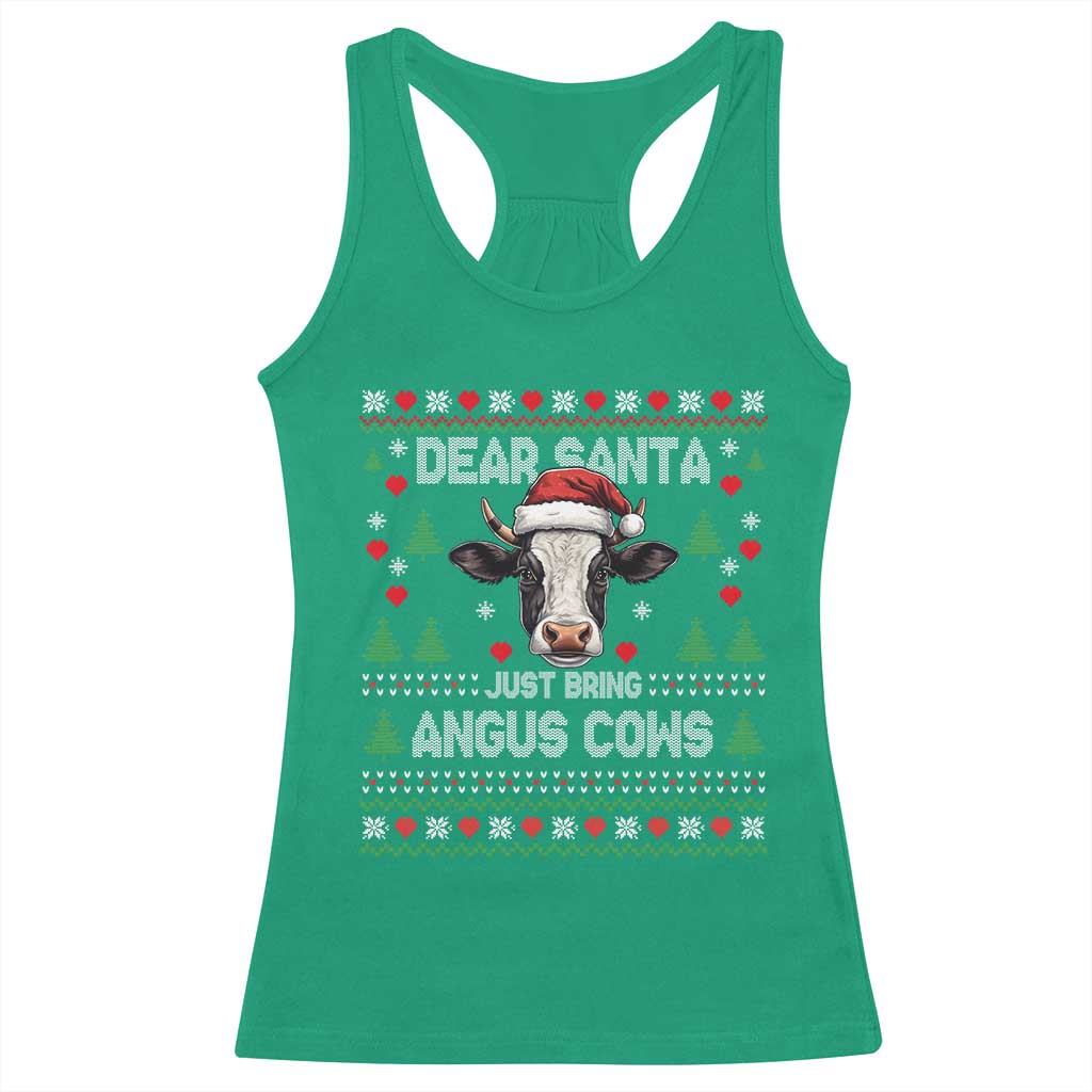 Dear Santa Angus Cow Christmas Racerback Tank Top Funny Farm Cow Lover Holiday Farm Ugly Sweater - Wonder Print Shop