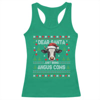 Dear Santa Angus Cow Christmas Racerback Tank Top Funny Farm Cow Lover Holiday Farm Ugly Sweater - Wonder Print Shop