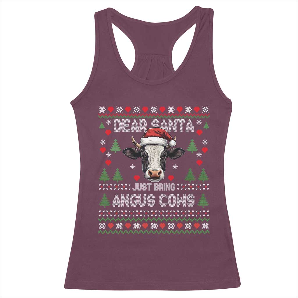 Dear Santa Angus Cow Christmas Racerback Tank Top Funny Farm Cow Lover Holiday Farm Ugly Sweater - Wonder Print Shop