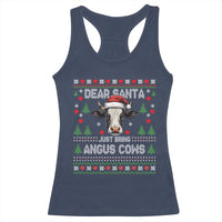 Dear Santa Angus Cow Christmas Racerback Tank Top Funny Farm Cow Lover Holiday Farm Ugly Sweater - Wonder Print Shop