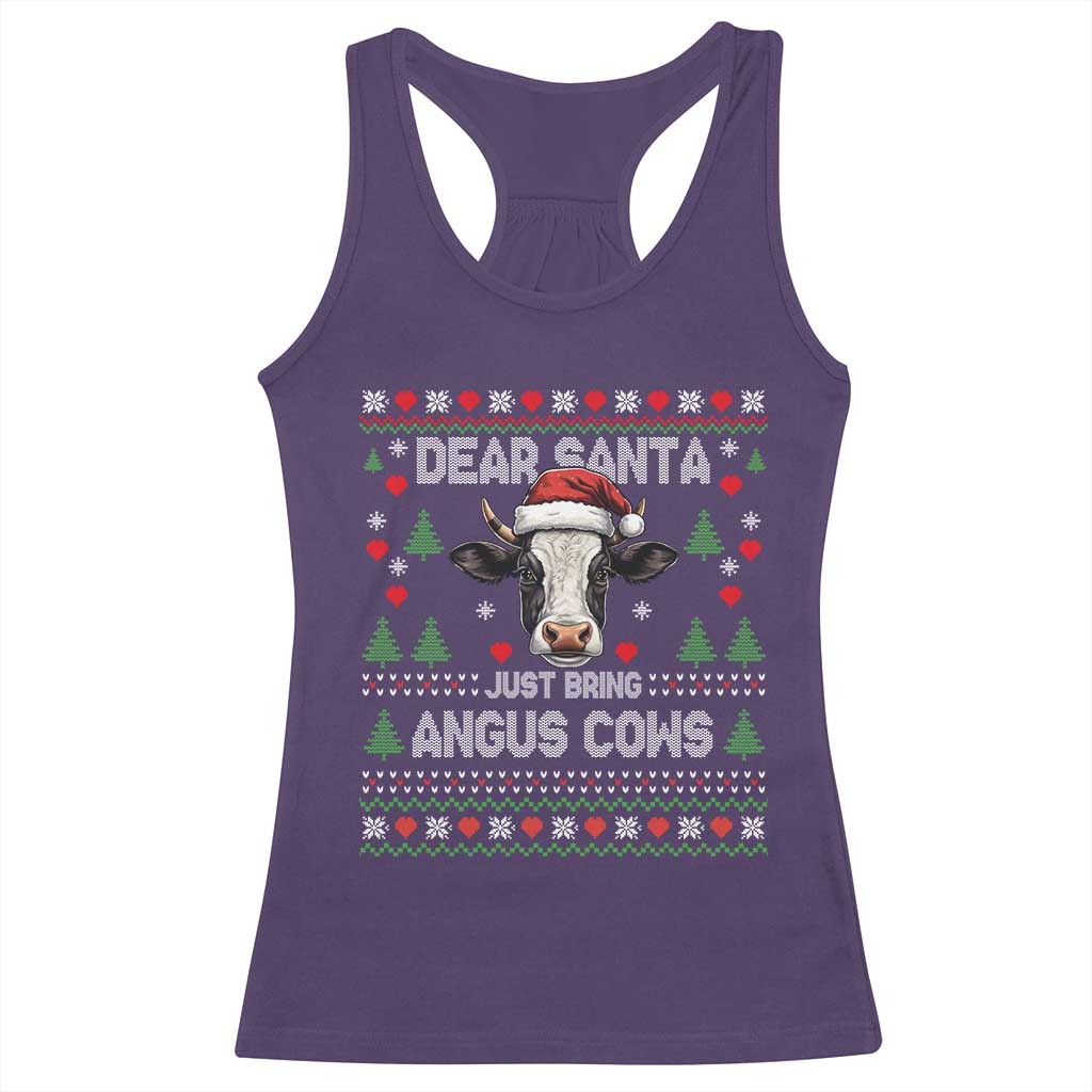 Dear Santa Angus Cow Christmas Racerback Tank Top Funny Farm Cow Lover Holiday Farm Ugly Sweater - Wonder Print Shop