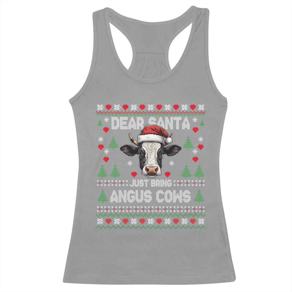 Dear Santa Angus Cow Christmas Racerback Tank Top Funny Farm Cow Lover Holiday Farm Ugly Sweater - Wonder Print Shop