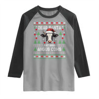Dear Santa Angus Cow Christmas Raglan Shirt Funny Farm Cow Lover Holiday Farm Ugly Sweater - Wonder Print Shop