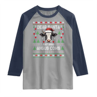 Dear Santa Angus Cow Christmas Raglan Shirt Funny Farm Cow Lover Holiday Farm Ugly Sweater - Wonder Print Shop