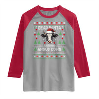 Dear Santa Angus Cow Christmas Raglan Shirt Funny Farm Cow Lover Holiday Farm Ugly Sweater - Wonder Print Shop