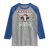 Dear Santa Angus Cow Christmas Raglan Shirt Funny Farm Cow Lover Holiday Farm Ugly Sweater - Wonder Print Shop