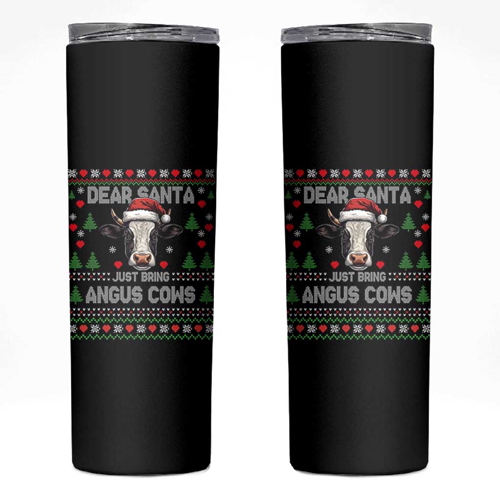 Dear Santa Angus Cow Christmas Skinny Tumbler Funny Farm Cow Lover Holiday Farm Ugly Sweater - Wonder Print Shop