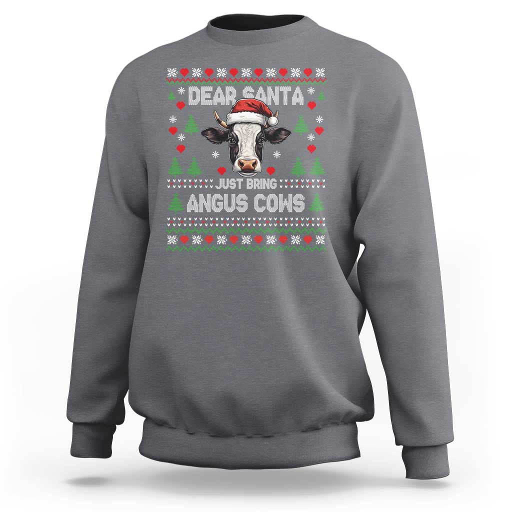 Dear Santa Angus Cow Christmas Sweatshirt Funny Farm Cow Lover Holiday Farm Ugly Sweater - Wonder Print Shop