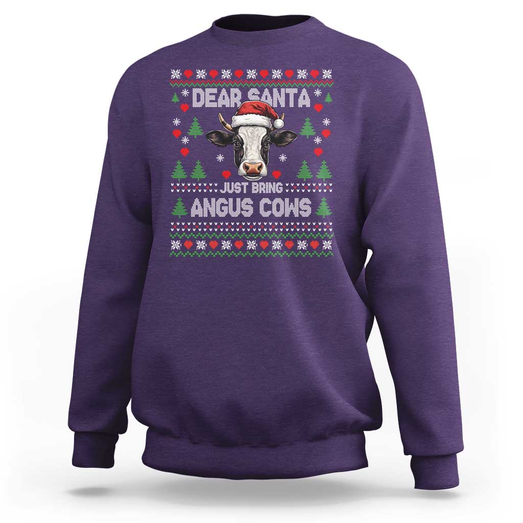 Dear Santa Angus Cow Christmas Sweatshirt Funny Farm Cow Lover Holiday Farm Ugly Sweater - Wonder Print Shop