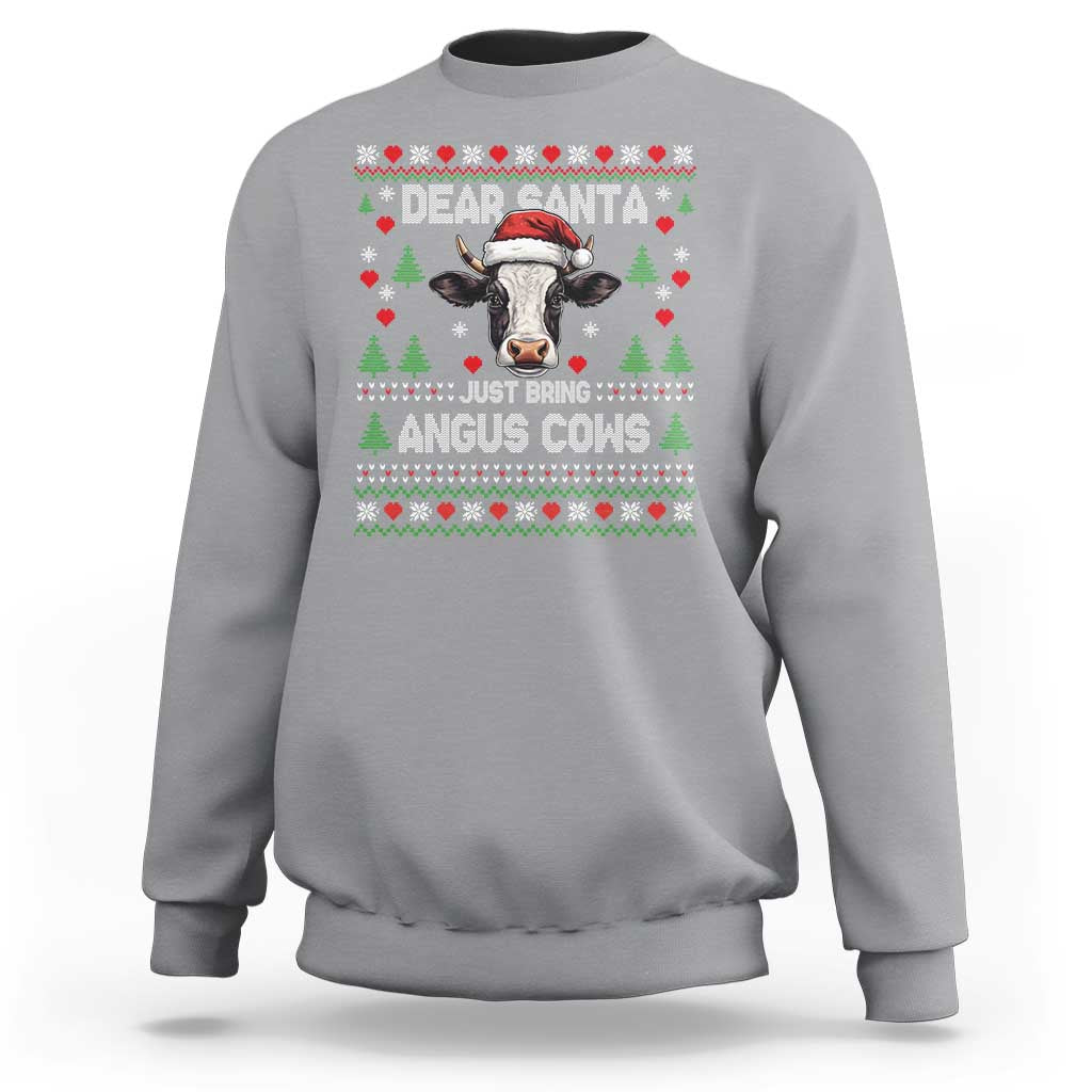 Dear Santa Angus Cow Christmas Sweatshirt Funny Farm Cow Lover Holiday Farm Ugly Sweater - Wonder Print Shop