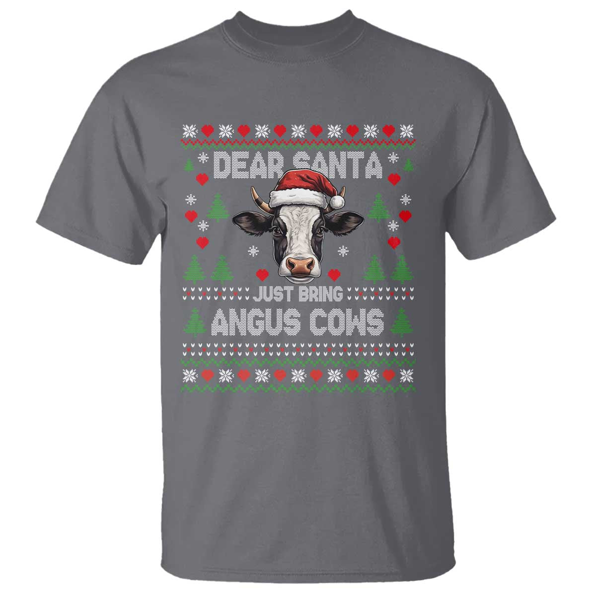 Dear Santa Angus Cow Christmas T Shirt Funny Farm Cow Lover Holiday Farm Ugly Sweater - Wonder Print Shop
