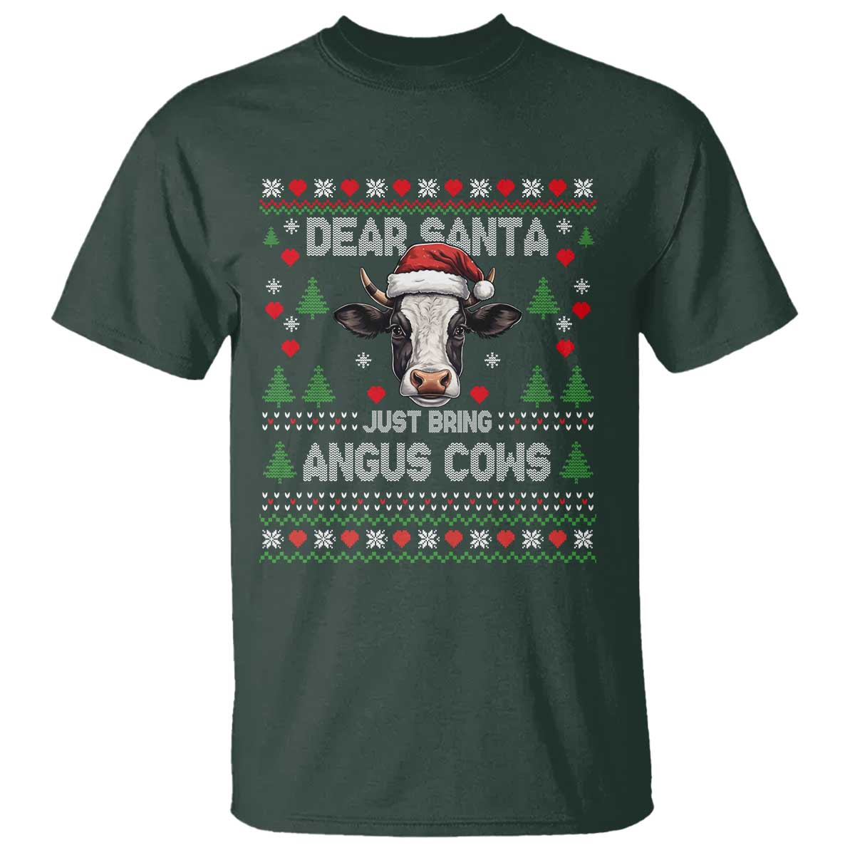 Dear Santa Angus Cow Christmas T Shirt Funny Farm Cow Lover Holiday Farm Ugly Sweater - Wonder Print Shop