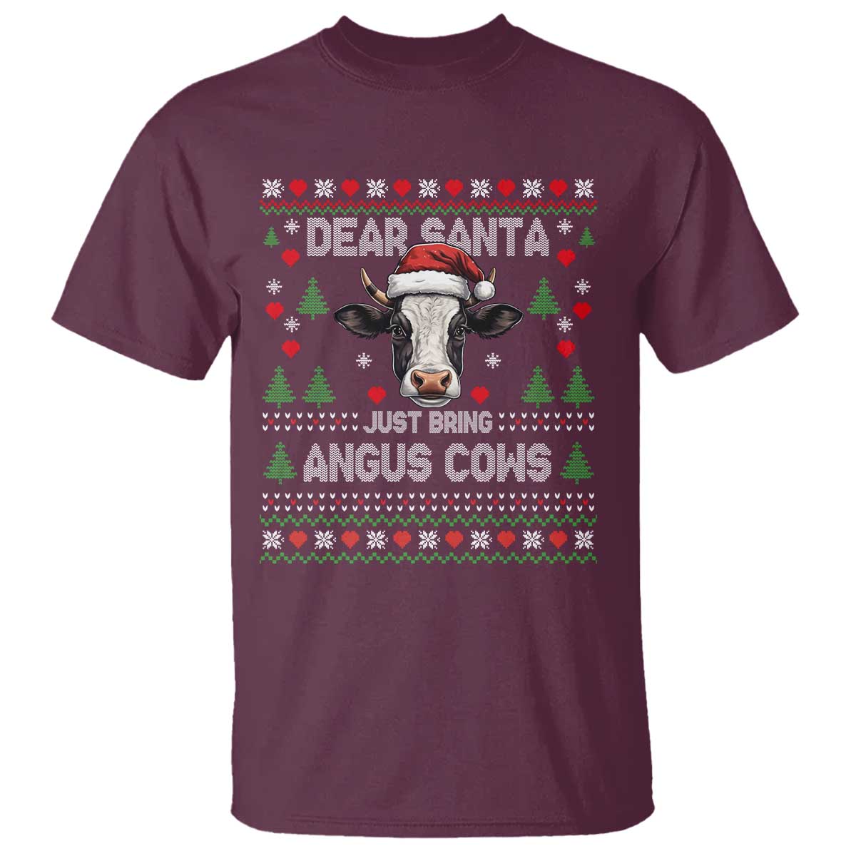 Dear Santa Angus Cow Christmas T Shirt Funny Farm Cow Lover Holiday Farm Ugly Sweater - Wonder Print Shop