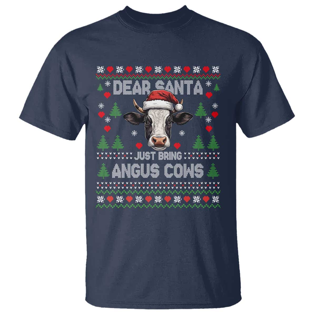 Dear Santa Angus Cow Christmas T Shirt Funny Farm Cow Lover Holiday Farm Ugly Sweater - Wonder Print Shop