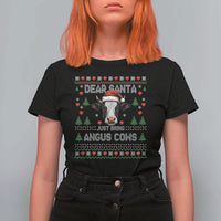Dear Santa Angus Cow Christmas T Shirt For Women Funny Farm Cow Lover Holiday Farm Ugly Sweater - Wonder Print Shop