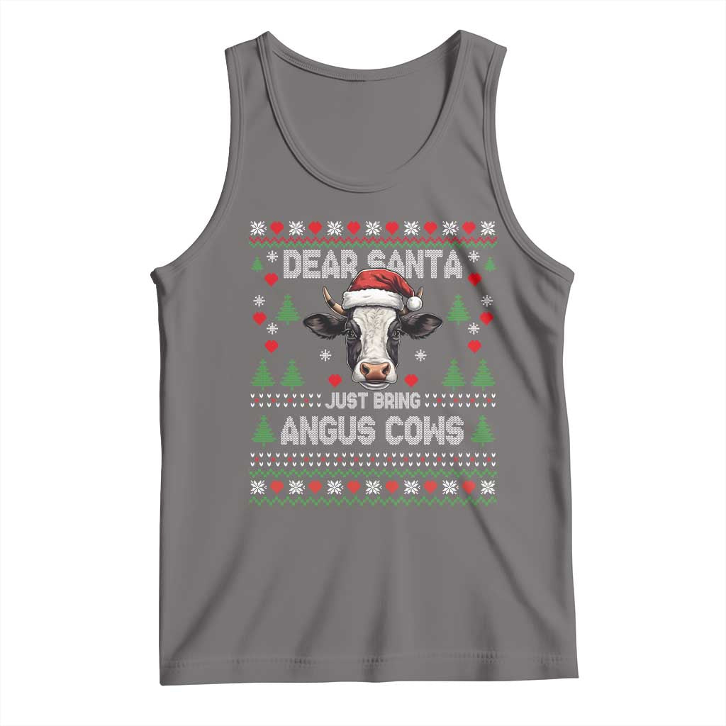 Dear Santa Angus Cow Christmas Tank Top Funny Farm Cow Lover Holiday Farm Ugly Sweater - Wonder Print Shop